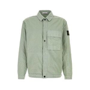 Stone Island Men Sage Green Nylon Shirt